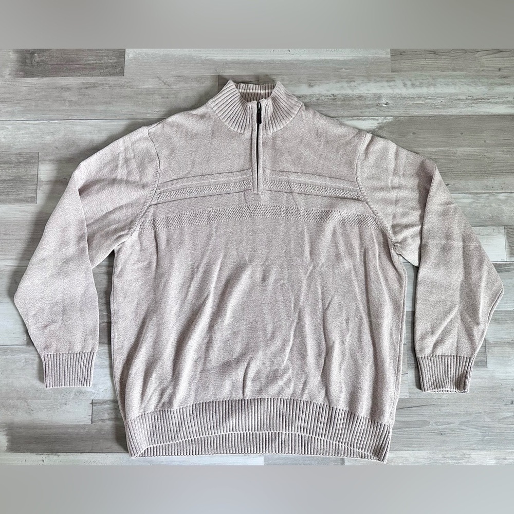 Dockers | Men’s 1/4 Zip Beige Cotton Heavy Pullover Sweater | Size XXL